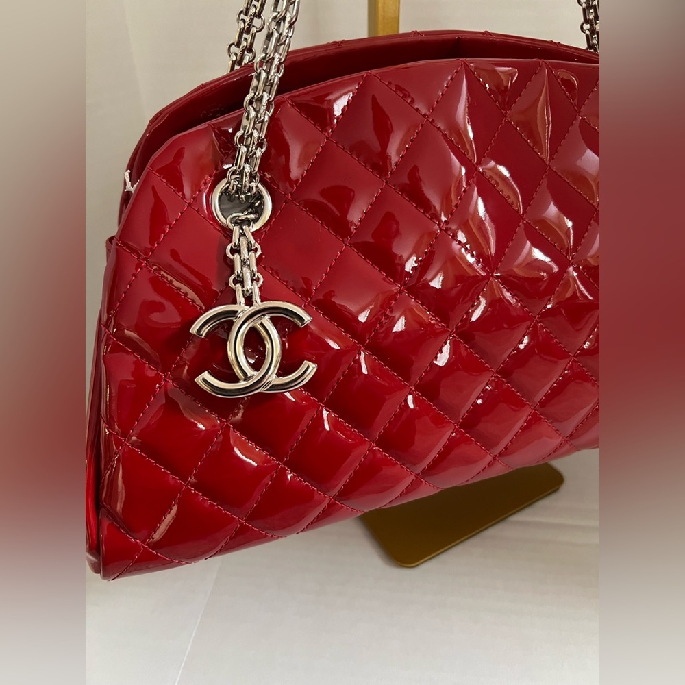 CHANEL
Red Quilted Patent Leather Just Mademoiselle Bowling Bag - Picture 5 of 12